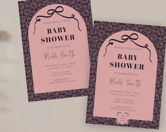 Invitación personalizada para baby shower de niña: plantilla editable para descargar