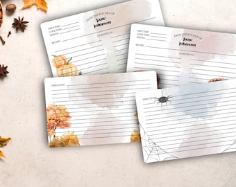 Tarjetas de recetas de otoño personalizadas: Diseño otoñal personalizado, tarjeta impresa de 6 x 3,75