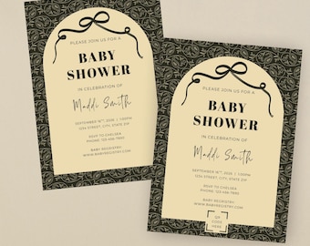Invitación personalizada para baby shower de género neutro: descarga de plantilla editable
