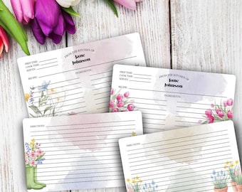 Tarjetas de recetas de primavera personalizadas: Diseño de primavera personalizado, tarjeta impresa de 6 x 3,75