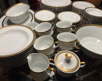 Vintage Sango China "Royalty" Pattern #3625 Dinnerware Made in Japan Wide Gold-encrusted Band Along the Rim