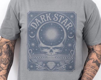Grateful Dead Shirt, Vintage Psychedelic Skull & Sun T-shirt, Retro Cosmic Graphic Band Top, Unisex Rock Comfort Colors Music Tee