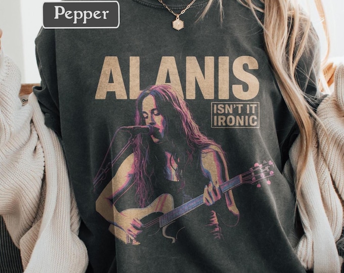 Alanis Morissette T-shirt, 90s Alternative Rock Tee, Vintage Style Music Shirt, Pepper Comfort Colors Band Tee, Isn’t it Ironic Festival Tee