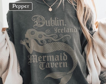 Camiseta de sirena, camiseta de Dublín, Irlanda, camiseta de pub irlandés, camiseta con gráfico vintage de sirena, camiseta de folclore celta, Día de San Patricio, camiseta retro de sirena