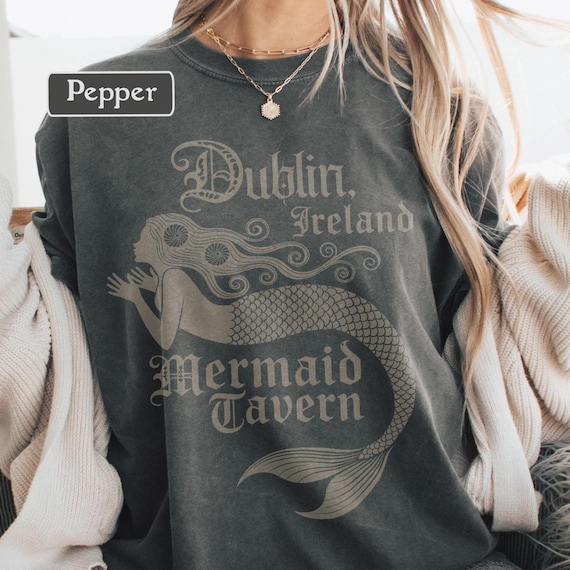 Mermaid T-shirt, Dublin Ireland Shirt, Irish Pub Tee, Mermaid Vintage Graphic Tee, Celtic Folklore Top, St Patricks Day, Retro Mermaid Tee