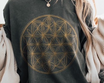 Flower of Life Tshirt, Sacred Geometry Tshirt, Graphic Tee, Unisex Comfort Colors Tshirt, Hippie Tshirt, Geometric Design