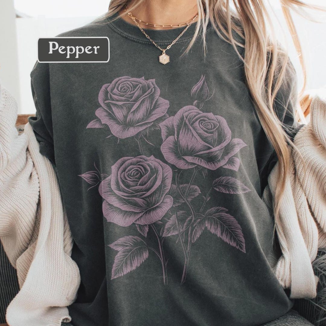 Rose Through Tee Rose T-shirt, Graphic Tee With Roses, Women's Tshirt Roses, Boho Flower ...