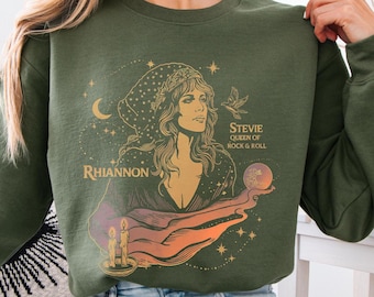 Sudadera de música vintage, cuello redondo inspirado en el rock retro de los 70, gráfico de folclore de rock clásico, estilo banda retro.