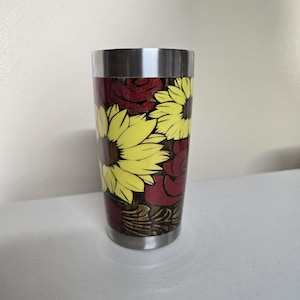 Flowered Tooled Leather Tumbler