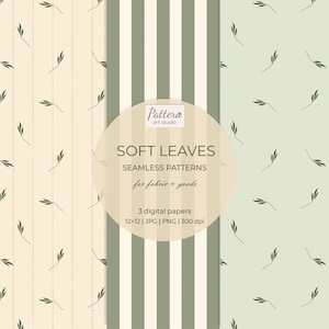 Minimalist Leaf Pattern: Neutral Botanical Digital Paper (JPEG, PNG)