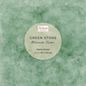 May include: Green watercolor texture background with the text "GREEN STONE Watercolor Texture" and "digital design 12x12 | JPG | 300 dpi" in a circle.