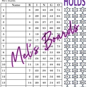 Bingo + Holds. Straight & Mixed Boards