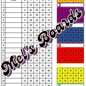 May include: A bingo card with the letters B, I, N, G, and O at the top. The numbers 1 through 90 are listed in rows of five. The card is labelled "1st 6" and has a prize of £ at the bottom.