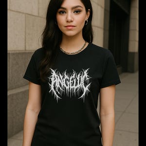 Metal Band Graphic Tee - Angelic Design, Unisex Black T-Shirt, Perfect for Concerts, Casual Wear, Gifts for Teens, Rock Fashion