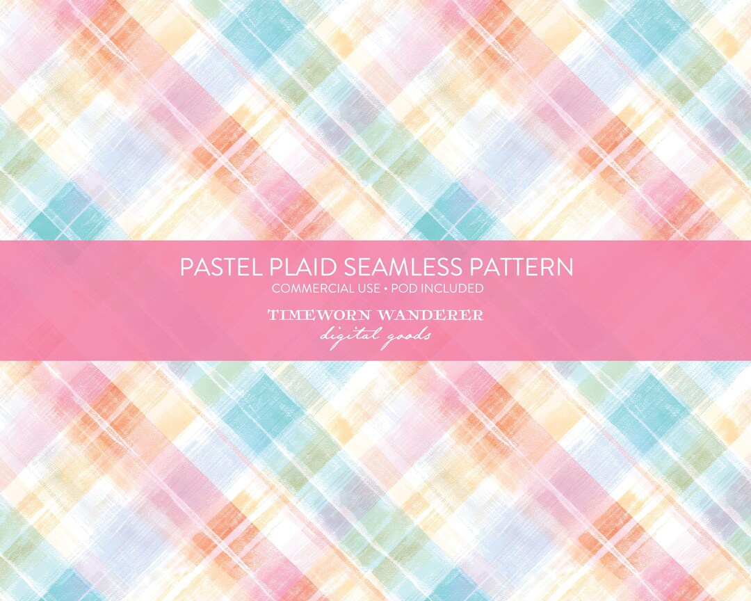 Pastel Rainbow Plaid Seamless Pattern, Watercolor Check Digital Paper ...