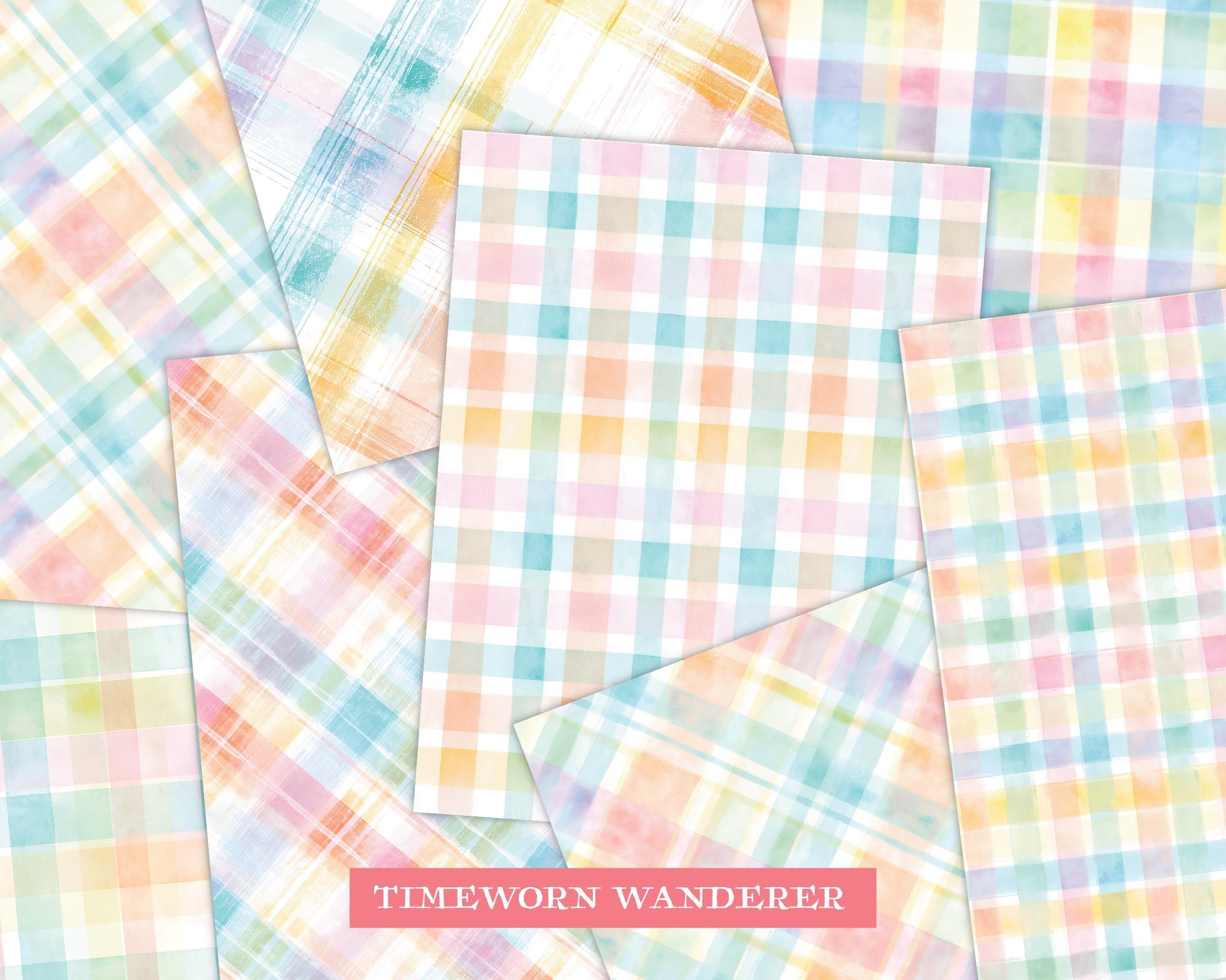 Pastel Plaid Seamless Patterns, Watercolor Plaid Digital Paper Pack ...