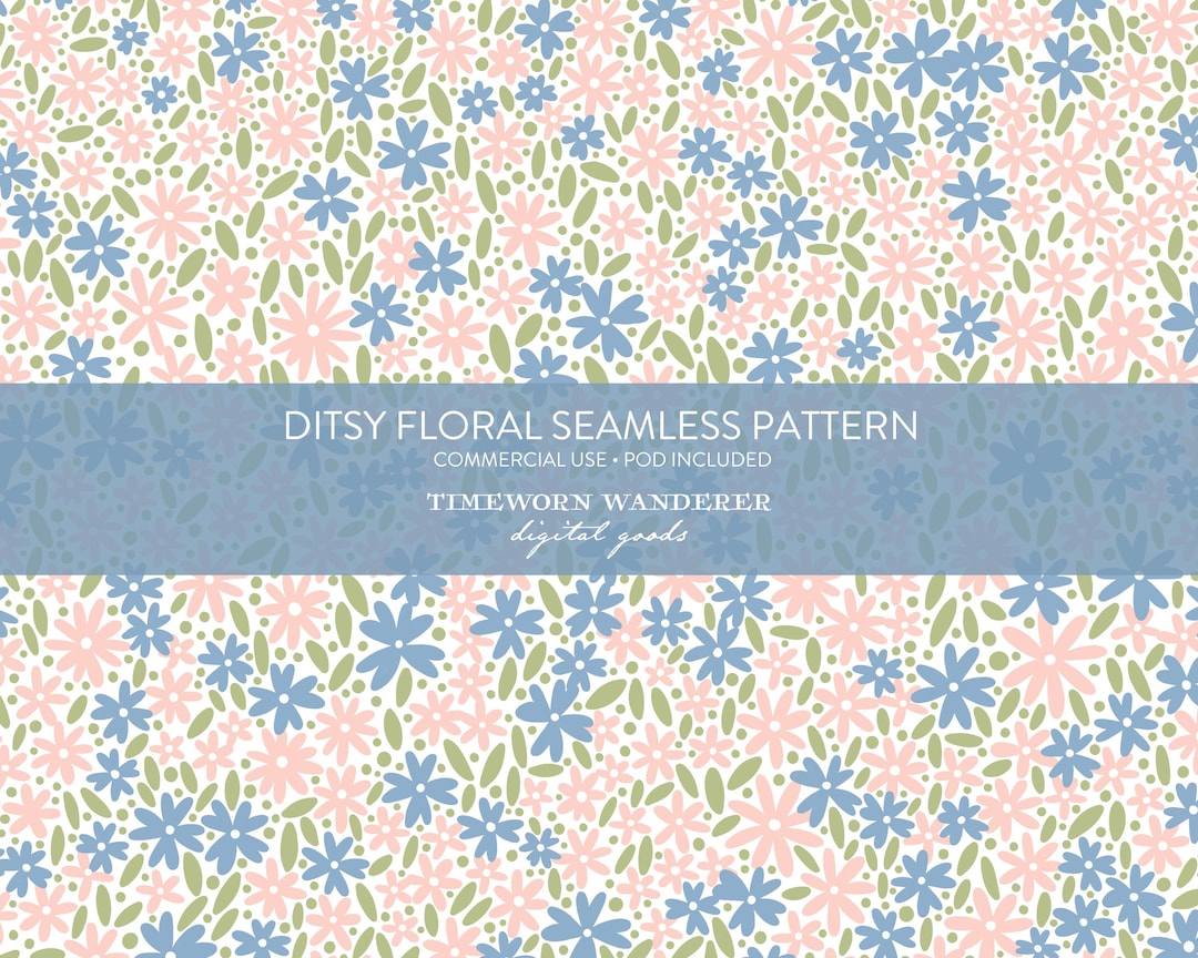 Ditsy Floral Seamless Pattern, Pastel Spring Flowers Digital Paper ...