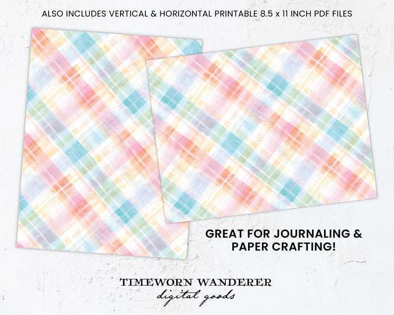 Pastel Plaid Seamless Patterns, Watercolor Plaid Digital Paper Pack ...