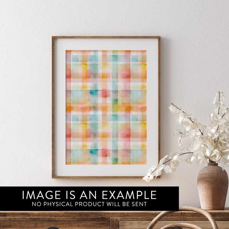 Watercolor Plaid Seamless Pattern, Soft Gingham Check Digital Paper ...