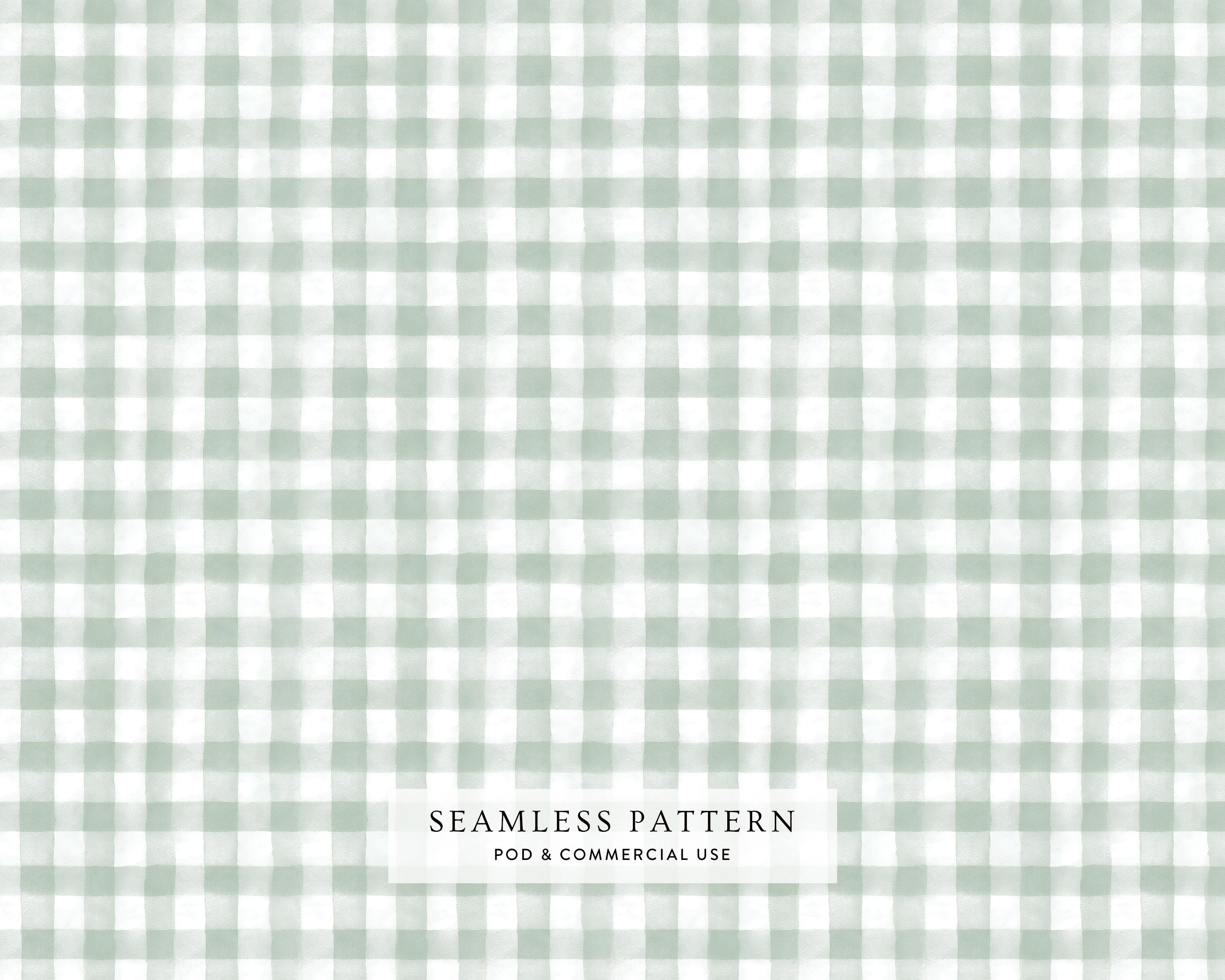 Sage Green Gingham Seamless Pattern, Watercolor Check Digital Paper ...