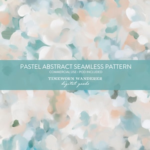 May include: Abstract seamless pattern in pastel colours. The pattern features a blend of light blue, white, and peach colours, creating a soft and airy feel. The pattern is perfect for use in a variety of design projects, such as fabric, wallpaper, and digital backgrounds.