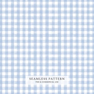 Blue Gingham Seamless Pattern, Pastel Watercolor Plaid, Scrapbook Paper Baby Shower (Commercial Use)