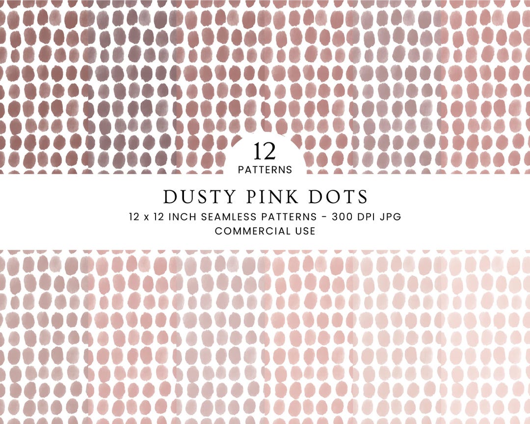 Dusty Pink Dots Digital Paper Pack, Blush Mauve Polka Dot Seamless ...