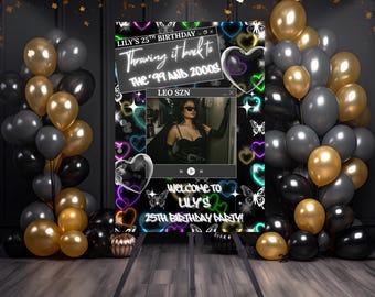 Y2K Birthday Welcome Sign Template | 90s Glamour (Canva Editable) Digital Download