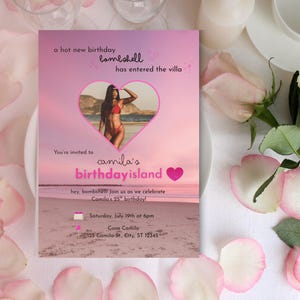 Love Island Birthday Invitation Template: Editable 5x7 Canva Design