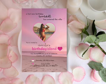 Love Island Birthday Invitation Template: Editable 5x7 Canva Design