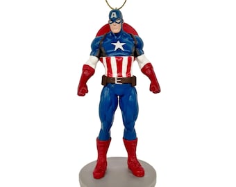 Captain America SuperHero Ornament Figure Figurine with Shield Christmas Ornament Gift Decor Collectible from Disney Movie Avengers: Endgame