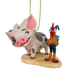 Pua and HeiHei Ornament Figure Figurine Pig Rooster Moana Christmas Ornament Gift Decor Collectible from Disney Movie Moana 2
