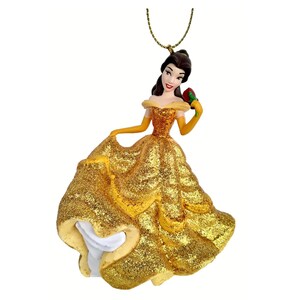 Princess Belle Ornament Figure Figurine Gold Glitter Gown Christmas Ornament Gift Decor Collectible from Disney Movie Beauty and the Beast