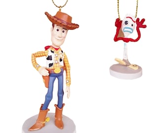 Woody and Forky Ornament Figure Figurine Sheriff Hero Christmas Ornament Gift Decor Collectible from Disney Movie Toy Story