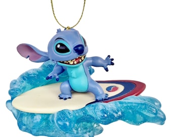 Surfer Stitch Character Ornament Figure Figurine Alien Christmas Ornament Gift Decor Collectible from Disney Movie Lilo and Stitch