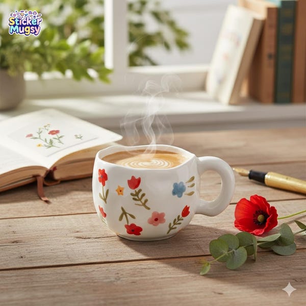 Blumenkeramik-Tasse | Kaffeetasse im koreanischen Stil | Ästhetische Blumentasse Geschenk für sie | Hübsche Porzellantasse | Wohnkultur | Erntedank Geschenk