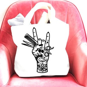 Tattoo Style Rock Hand PNG: 2 Designs Scissors, Comb, Celestial, Lotus Flower Mix and Match Graphics