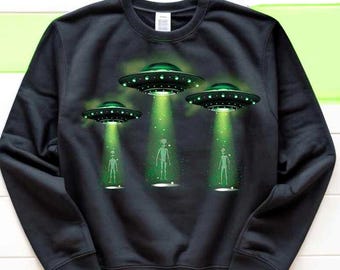 Alien UFO SVG PNG-paket Rymd Sci-Fi Utomjordisk Design, Gröna Flygande Tefat Kosmisk Grafik
