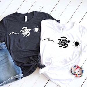 Sea Turtle SVG PNG, Beach Wave SVG, Sun Line Art Clipart, Minimalist Black and White Coastal Design for Cricut and Sublimation Mugs, Totes