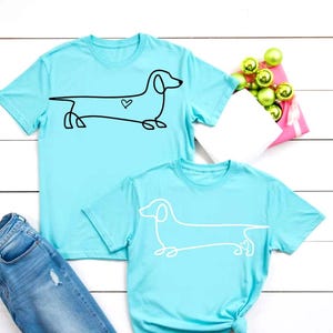 Paquete de 4 versiones de Dachshund SVG PNG, arte lineal, dibujo de perro salchicha, mezcla y combinación de camisetas para amantes de los perros, manualidades