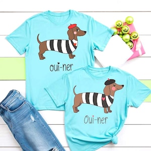 Dachshund SVG 2 Versions PNG Bundle Oui-ner French Dog Pun Design, Mix and Matching Weenie Dog Shirts Graphics
