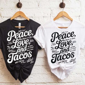 Peace Love and Tacos SVG Bundle Funny Mexican Food PNG for Cricut, Silhouette, Taco Tuesday Shirts, Fiesta Party Decor, Foodie Quote Clipart