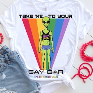 Pride SVG PNG Funny LGBTQ+ Alien Rainbow Glow Party Design for Gay Pride Month 2025, Cricut, Sublimation, T-Shirts, Mugs, Totes, Stickers