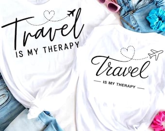 Travel SVG PNG 2 Design Bundle Travel Is My Therapy, Plane Heart Cut File, Wanderlust Cricut SVG for T-Shirts, Tote Bags, Sublimation Crafts