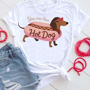 Dog SVG PNG You Are One Hot Dog Funny Dachshund w Heart Sunglasses, Cute Wiener Dog Lover Cricut File, Pet Parent Sticker Sublimation Design