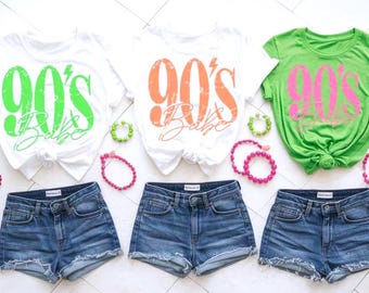90s Babe SVG PNG Bundle 3 Neon Colors, Y2K Aesthetic for Cricut Retro Girl Digital Design, Colorful Bold Nostalgic Clipart, Instant Download