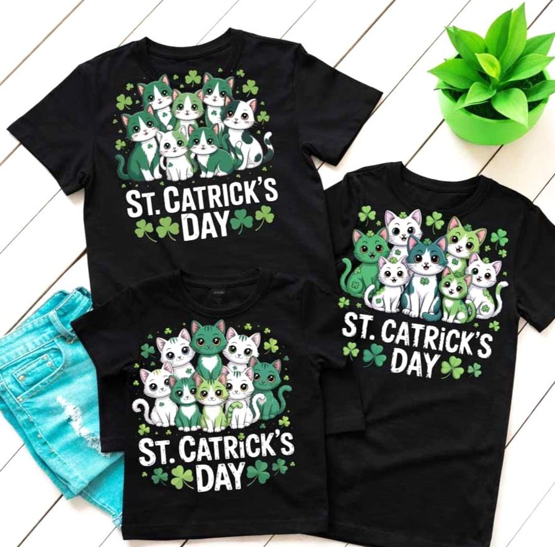 St Catrick’s Day SVG PNG 3 Versions Bundle Kawaii-style Lucky Cat ...