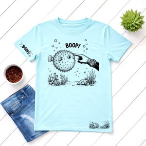 Divertidos peces PNG 3 Diseños de camisetas de buceador para combinar Boop Pez globo Gráficos de vida marina