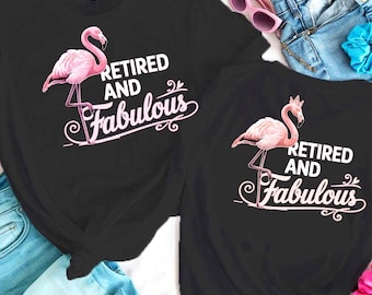 Retirement SVG 2 Versions PNG Bundle Retired and Fabulous Flamingo Design, Funny Retirement Party Gifts, Mix and Matching Shirts Crafts