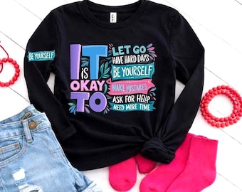 Inspirational Quote SVG PNG Bundle 2 Versions It’s Okay Affirmation Design Mental Health Awareness Shirt Graphics